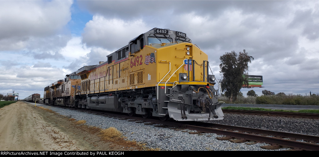 UP 6492 and consist of two other Locomotives. 